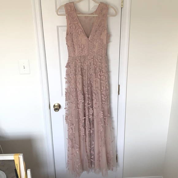 Size 2, BCBG Maxzaria maxi dress with floral appliqués on tulle. Worn once. - Picture 6 of 8
